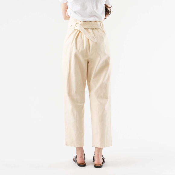 Caron Callahan Devon Pant highwaisted belted paperbag waist cotton 2 4 6 8 / S M - Picture 3 of 12